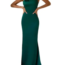 Women Long Dress Cross Halter Backless